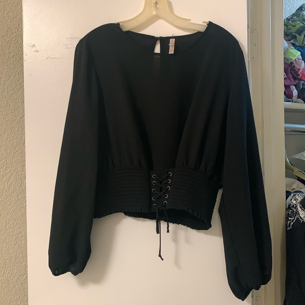 xhilaration black witch core sheer long sleeve top size xxl